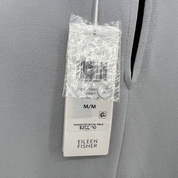 New Eileen Fisher Classic Silk‎ Charmeuse Tank Top Bone Roundneck Sandwashed Med - Picture 7 of 10